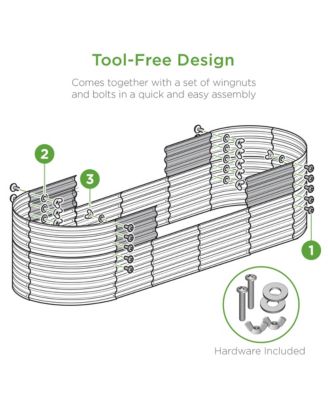 4' x 2' x 2' Raised Metal Oval Garden Bed Planter Box for Vegetables and Flowers