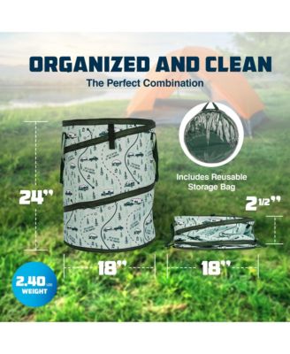 Campsite Pop Up Utility Container with Liner and Zipper Close, Map Design