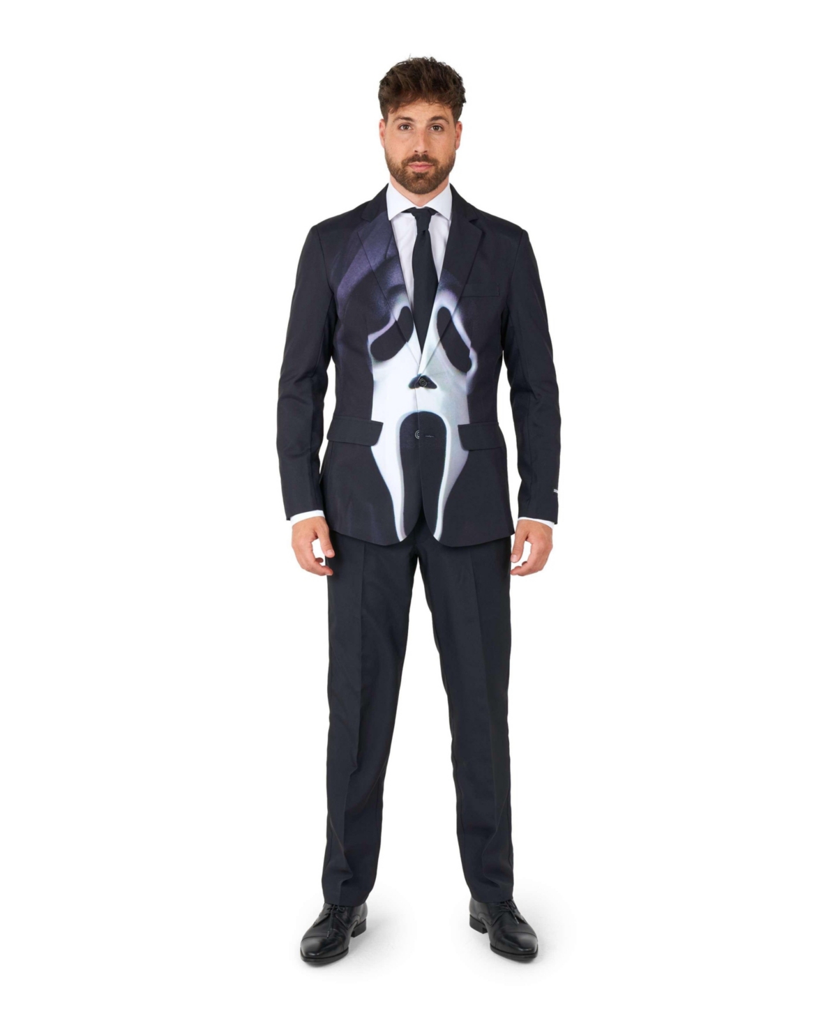Men's Official GhostFace Suit- Halloween Theme Party Costume - Horror Costume - Black & White