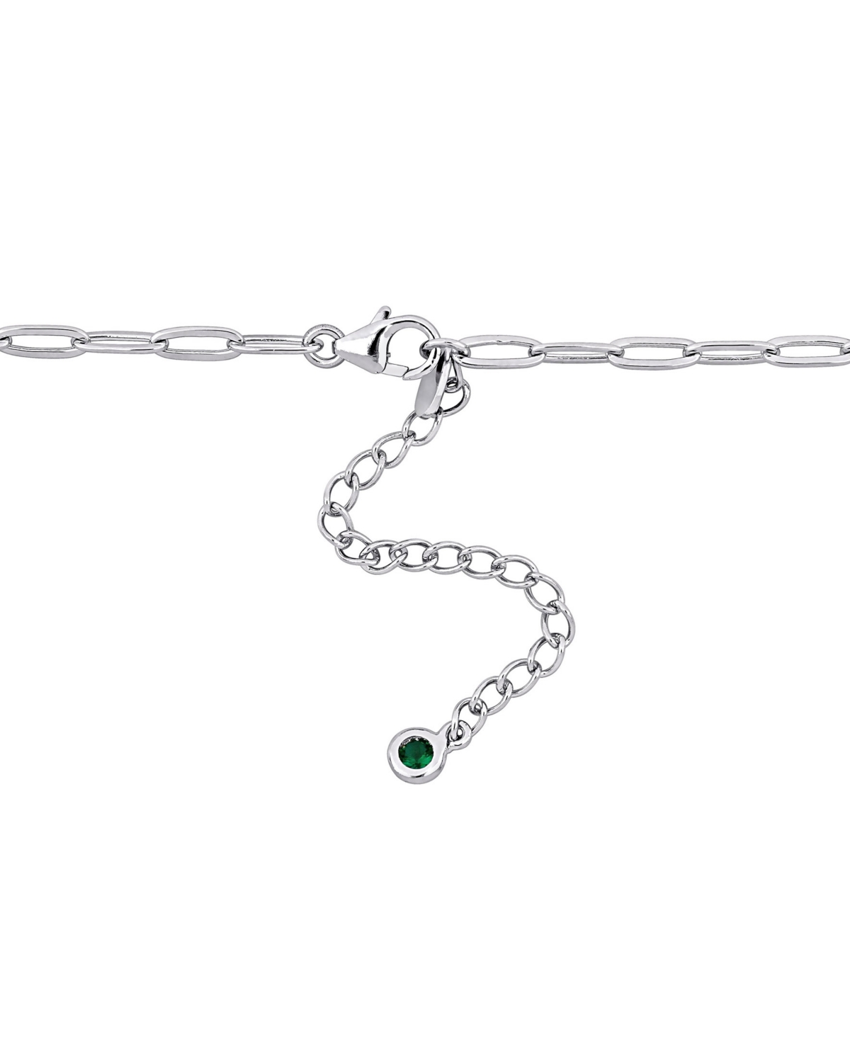 Macy's Lab-created Gemstone 18" Collar Necklace In Sterling Silver In Green