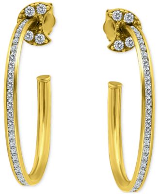 Cubic Zirconia Crescent Moon Small Hoop Earrings, 1", Exclusively at Macy's