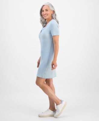 Petite Spread-Collar Short-Sleeve Dress, Exclusively at Macy's 
