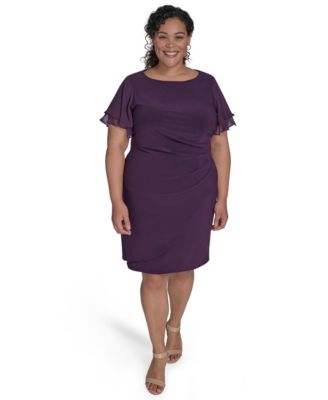 Jessica Howard - Plus Size Flutter-Sleeve Shirred Dress