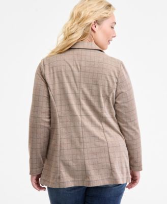 Plus Size Plaid Boyfriend Blazer