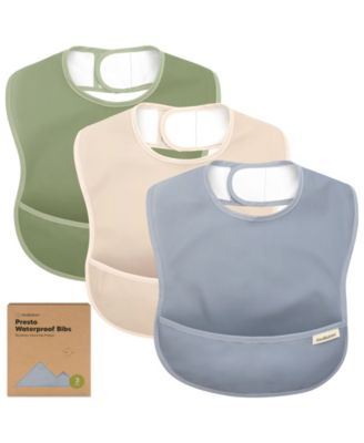 3-Pack Waterproof Baby Bibs for Eating, Lightweight, Mess Proof Toddler Bibs with Food Catcher
