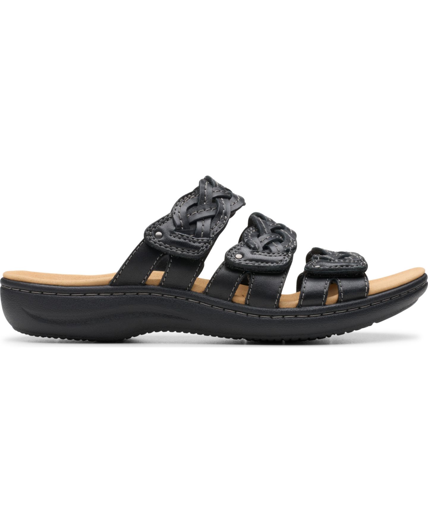 Женские сандалии Clarks Collection Laurieann Rio Slip-On Flat, цвет: Чёрный кожаный — фото 2