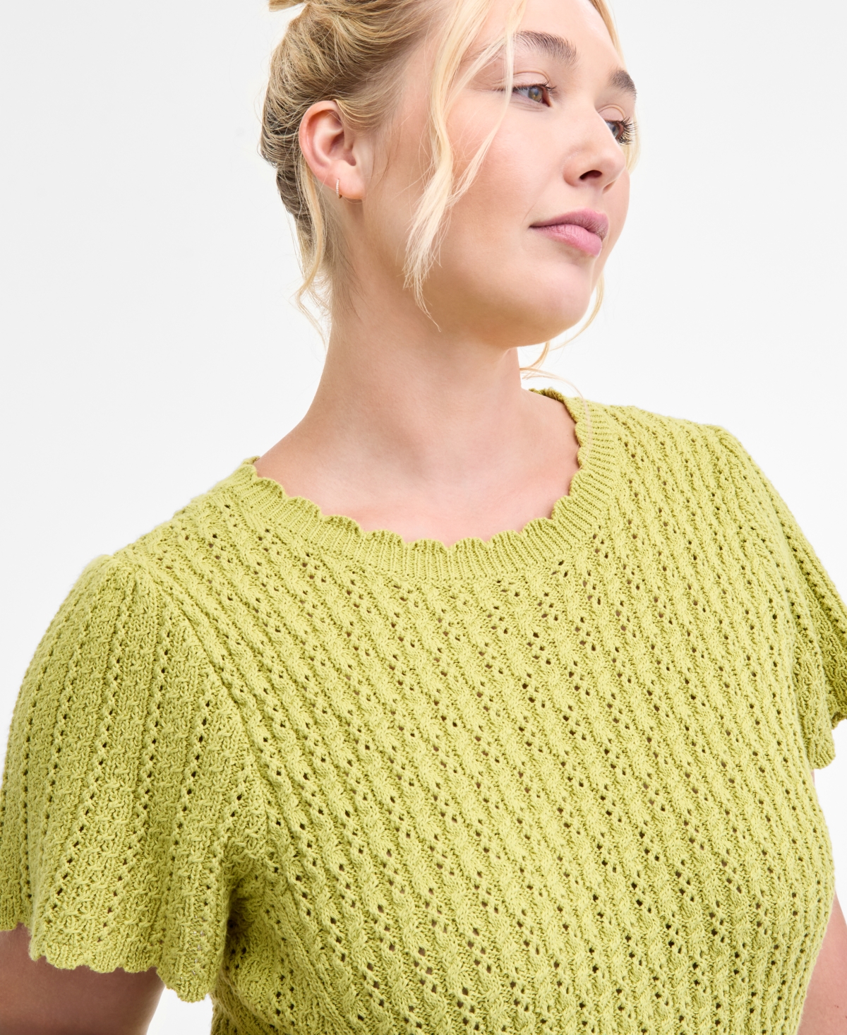 Democracy Trendy Plus Size Flutter-sleeve Sweater In Yellow