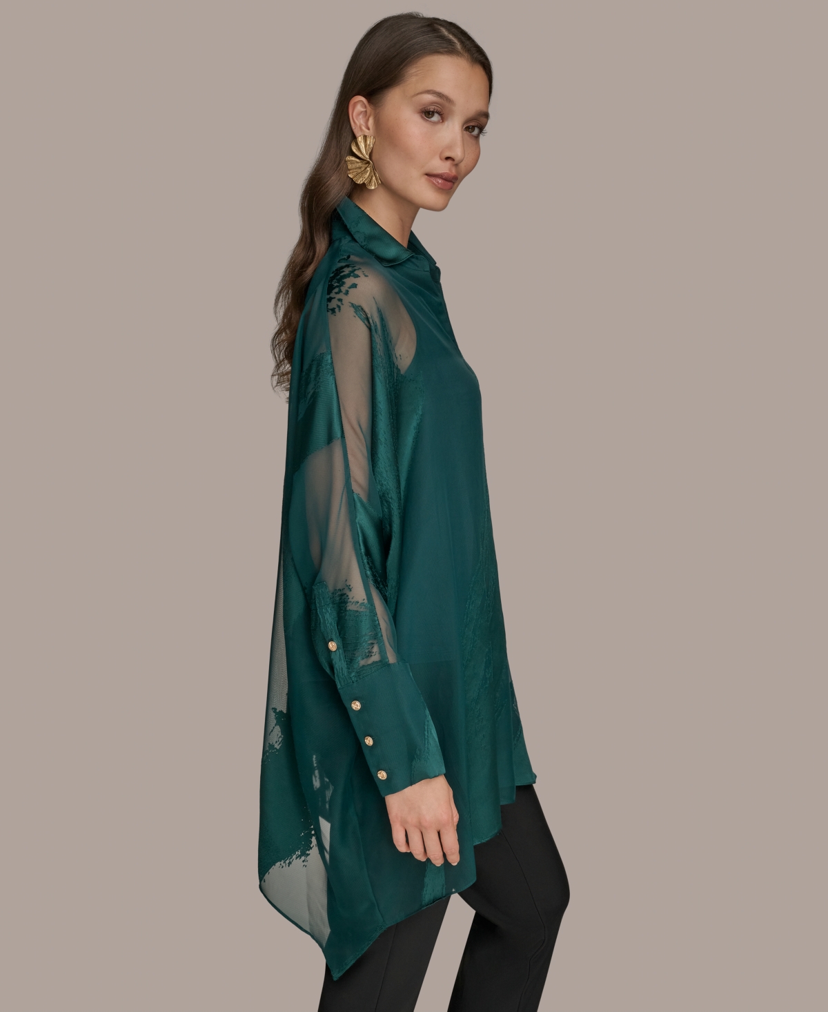 Donna Karan New York Brushstroke Burnout Tunic In Green
