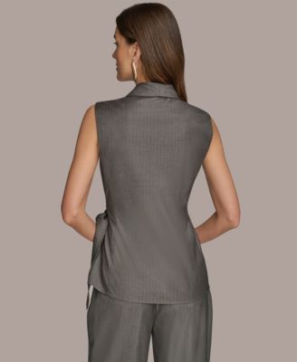 Women's Sleeveless Pinstripe Wrap Vest