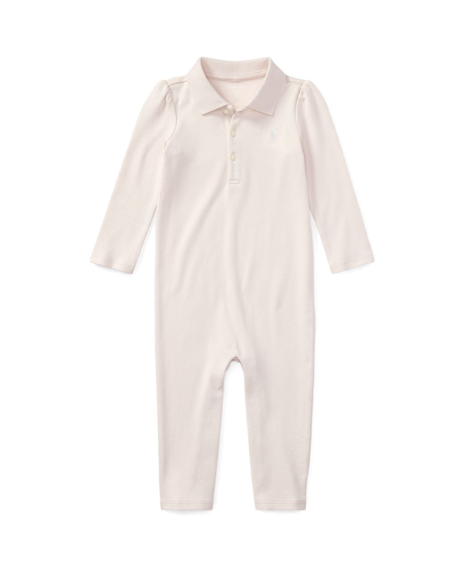 Baby Girls Ribbed Polo Collar Coverall