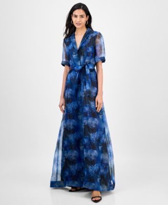 julia jordan - Women's Floral-Print Short-Sleeve Maxi Shirtdress