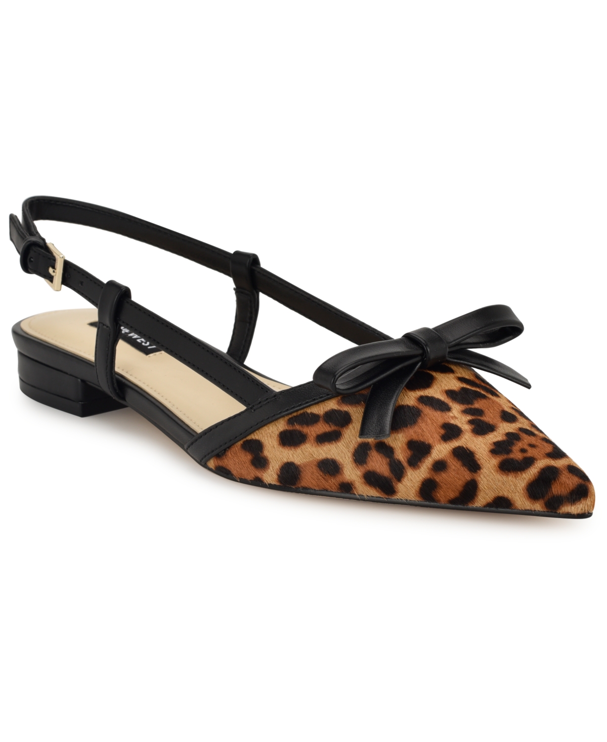 Nine West Women's Grean Pointy Toe Slingback Flats In Animal Print
