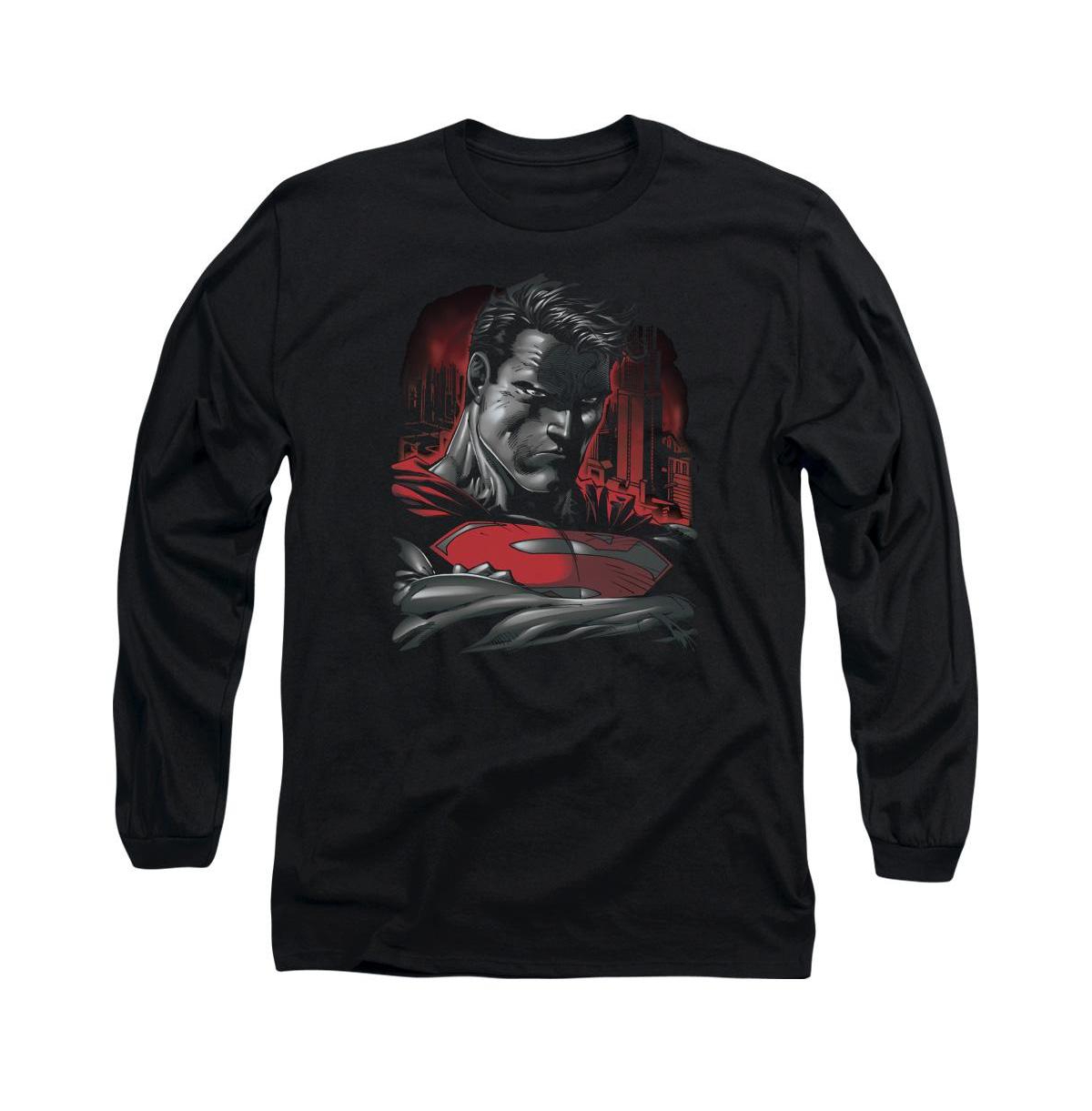 Men's Man Of Steel Long Sleeve Adult Tee / T-Shirt - Black