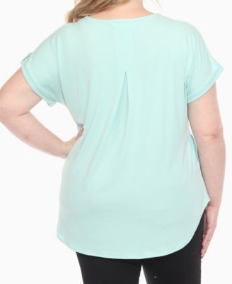 Plus Size Folded Short Sleeve Solid Top