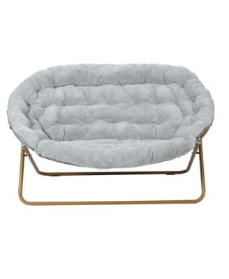 EMMA + OLIVER Double Steel Janey Folding Saucer Chair and Ottoman