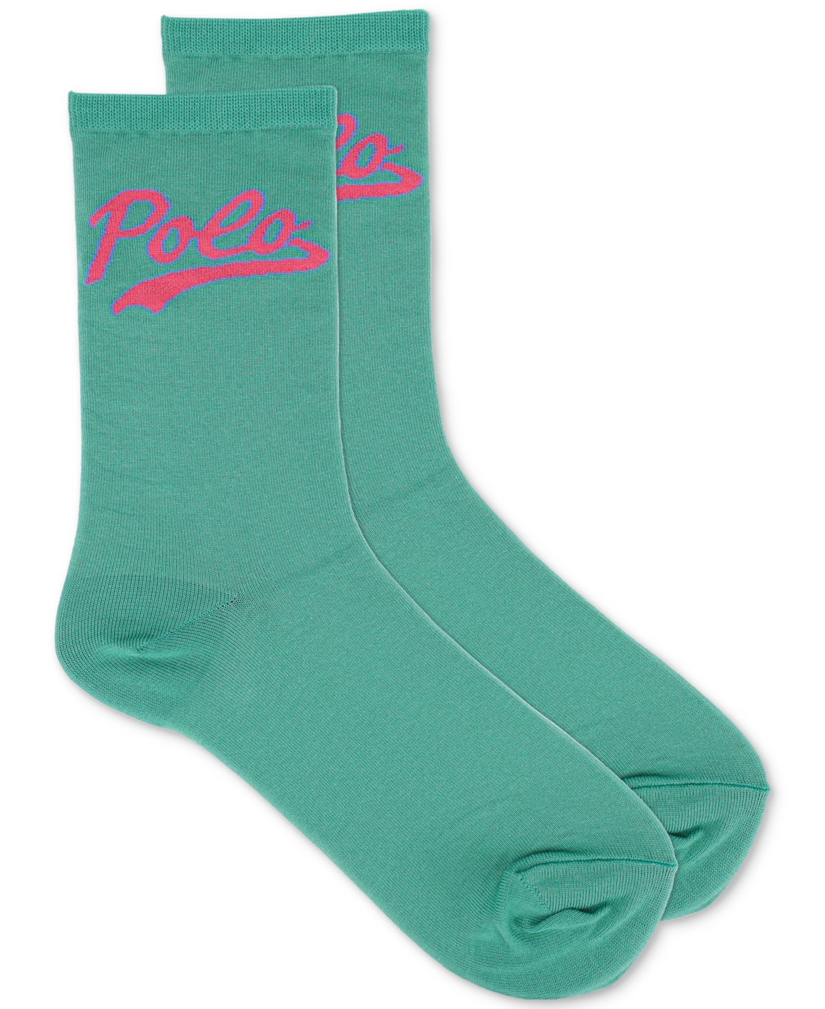 Polo Ralph Lauren Women's Retro Polo Dress Crew Trouser Socks 79331 In Green