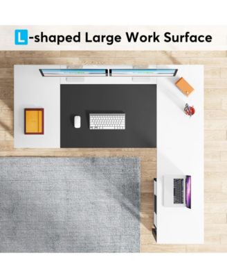 62.99" L-Shaped Computer Desk with Mobile File Cabinet, Large Executive Office Desk with 3-Drawer Vertical Filing Cabinet, Business Furniture Sets for Home Office