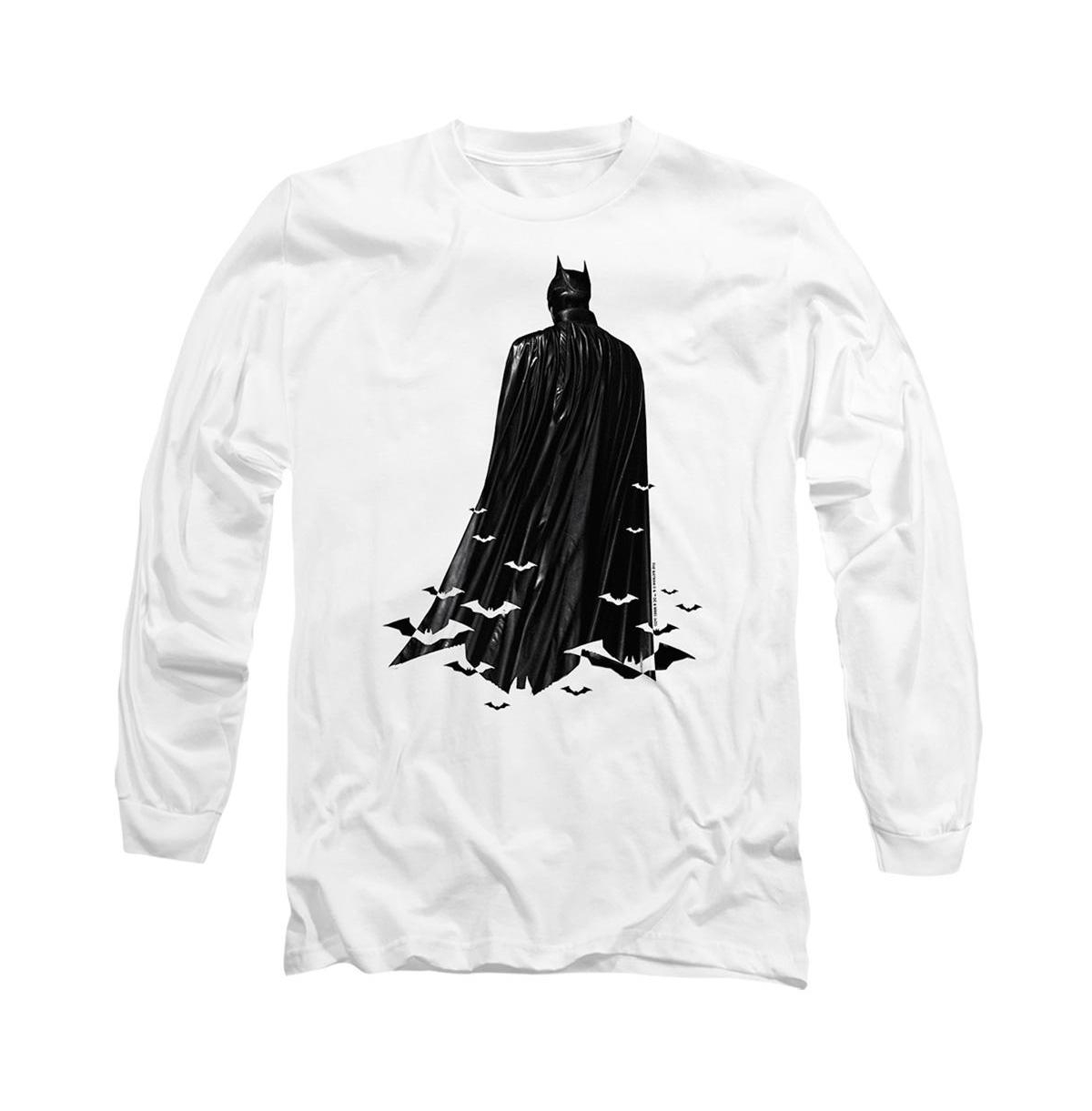 Men's The Bat Cape Long Sleeve Adult Tee / T-Shirt - White
