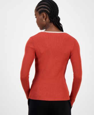 Women's Contrast-Trim Knit Top