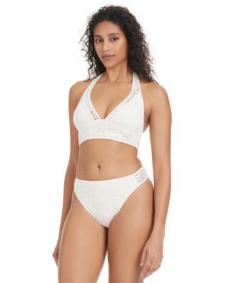 Bar Iii Womens Goddess Crochet Halter Bikini Top Bottoms Exclusively At Macys In White