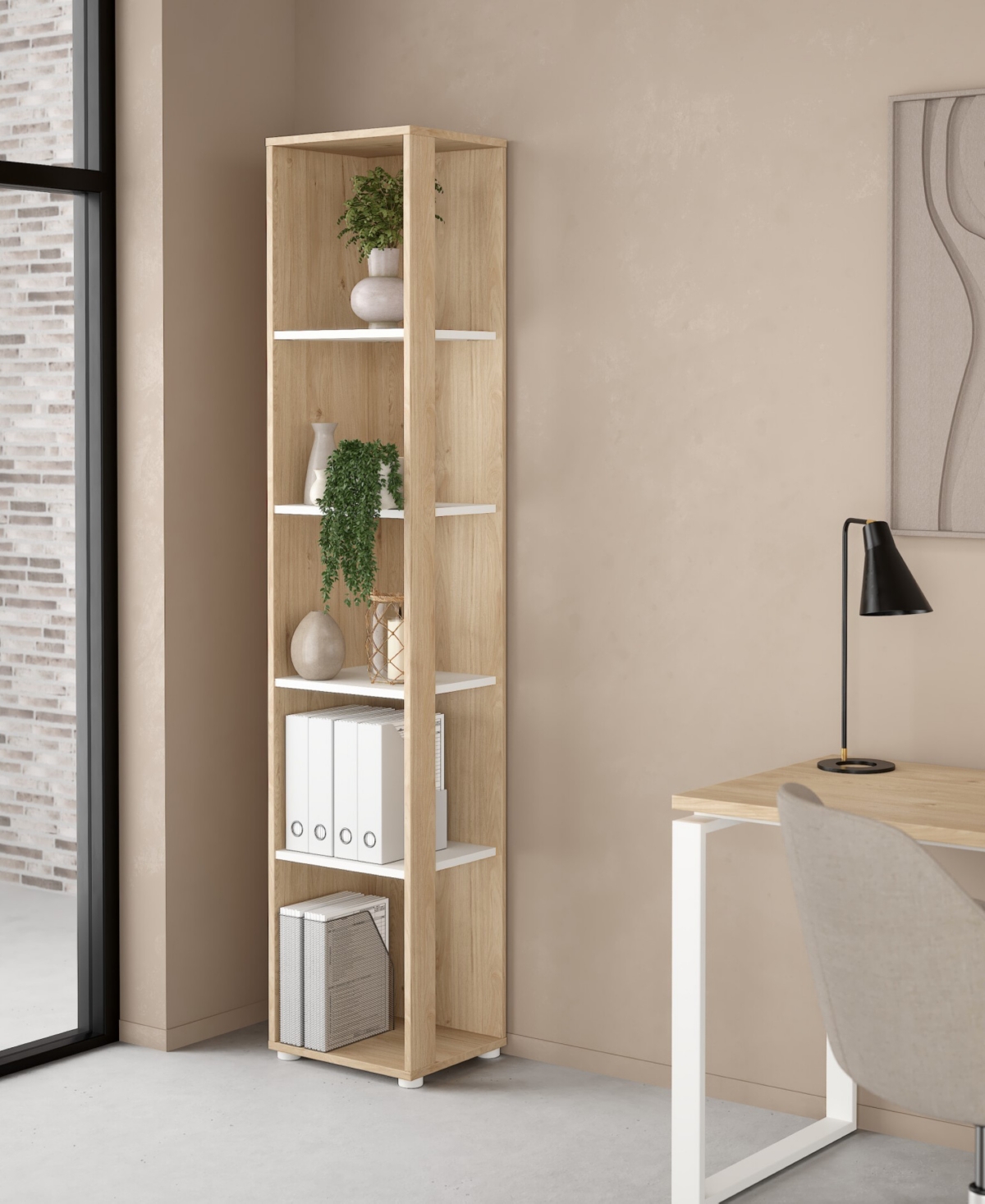 Tvilum 80.59" Wood 5 Shelf Narrow Bookcase