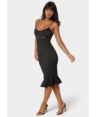 Women's Lace Trim Flounce Midi Dress