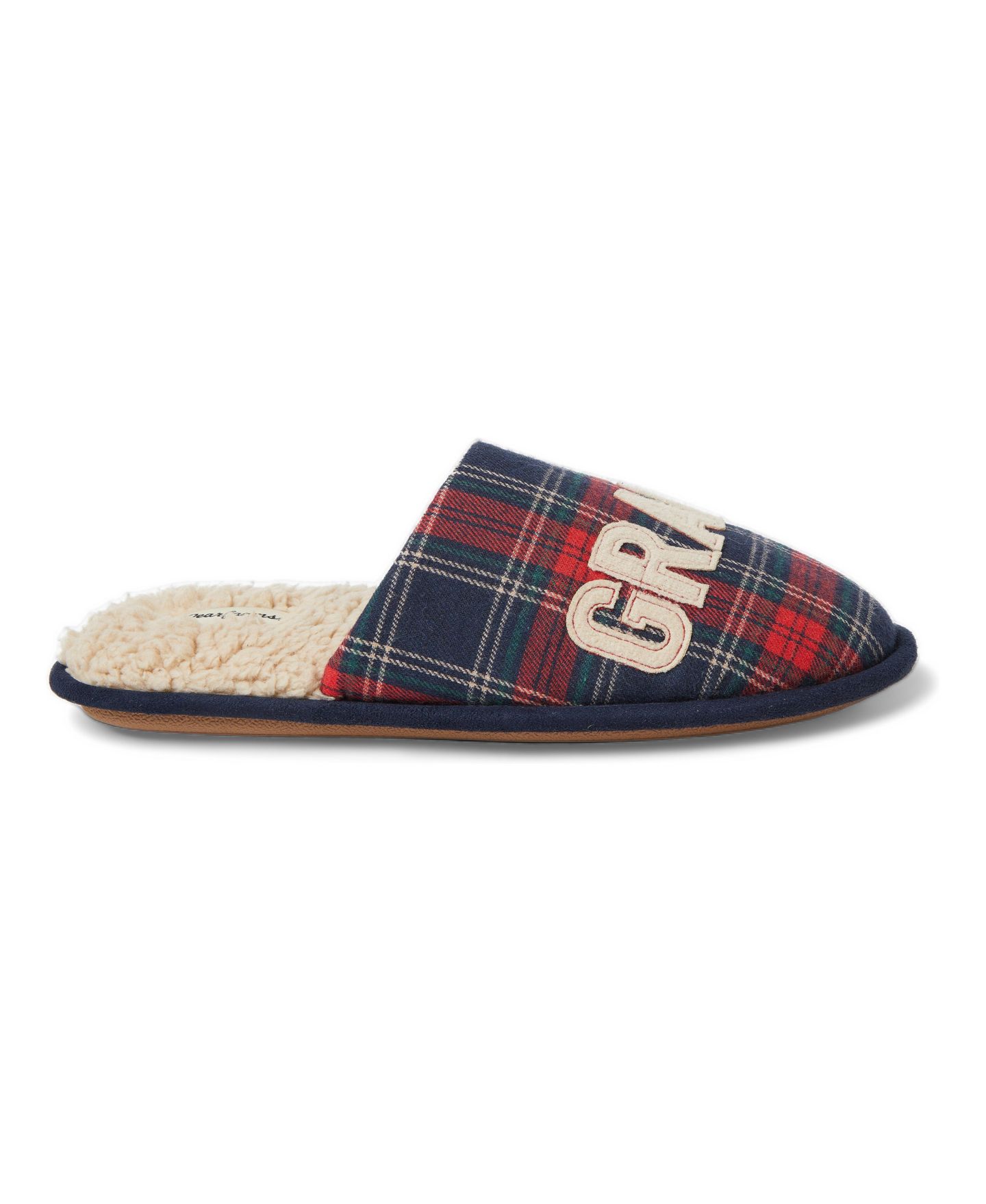 Мужские тапочки Dearfoams Carson Grand Bear Grandpa Scuff House Slipper, цвет: Тёмно-синий клетчатый — фото 3