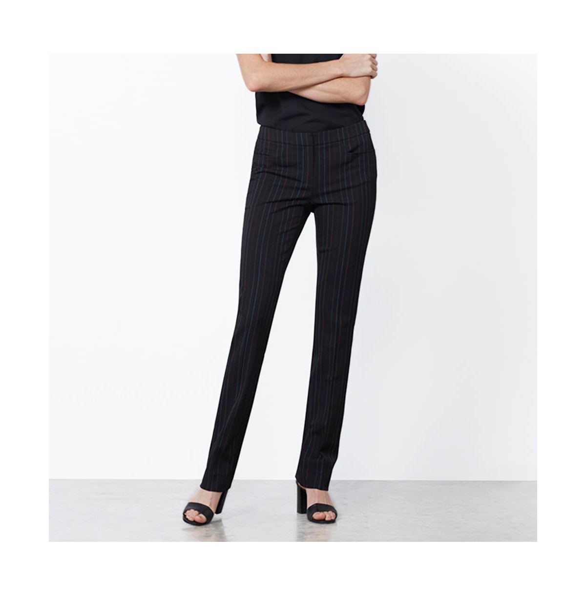 Women's Colorful Black with Pinstripes Pants Conversation - Black/pink/green/orange/blue