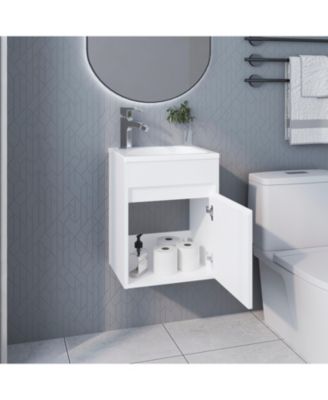  Wengue Bathroom Floating Vanity with Sink, 1 Door, Wengue