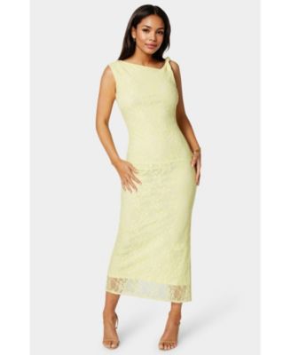 Women's Twist Sleeve Lace Midi Dress