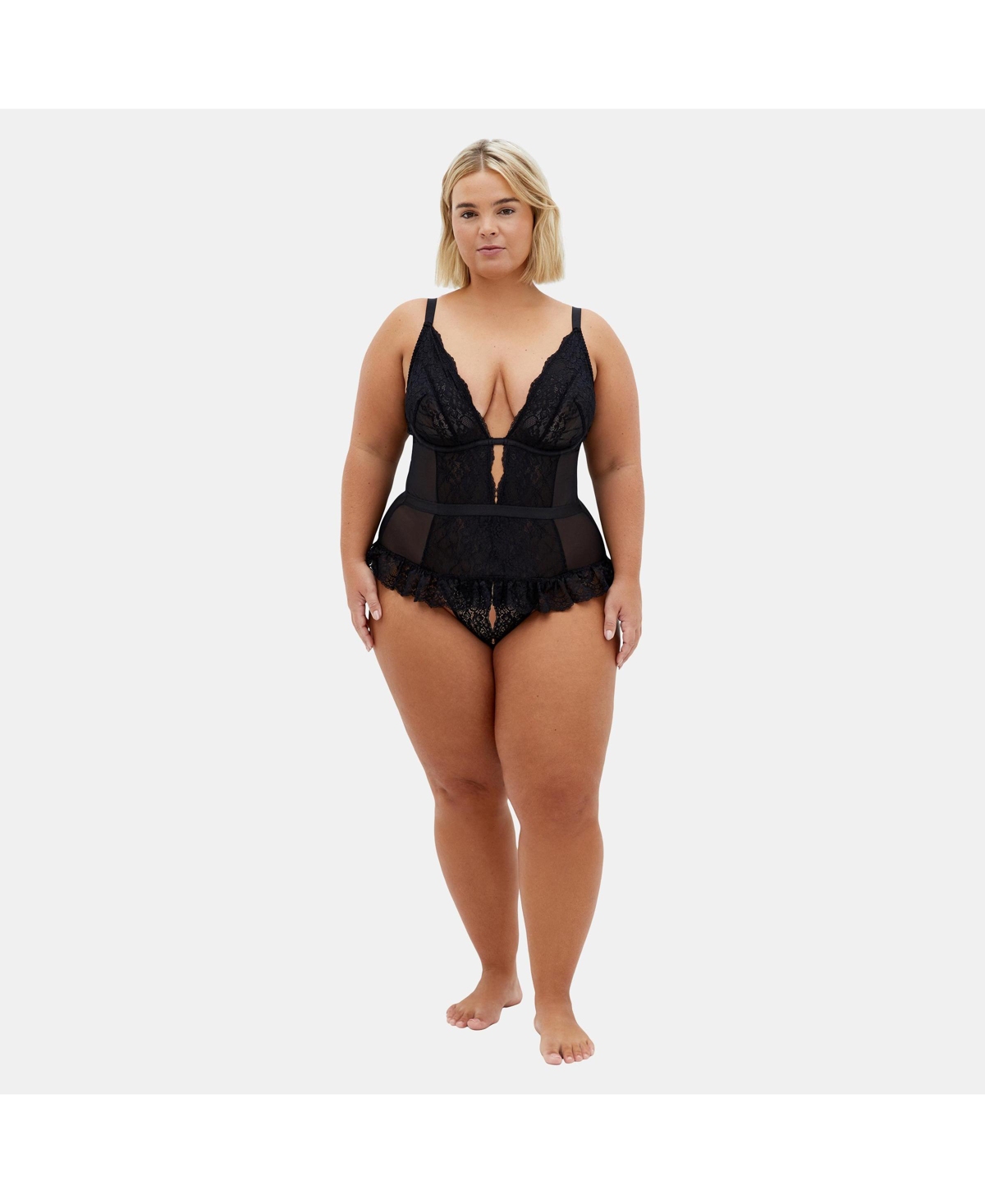 Plus Size Viva Ouvert Bodysuit - Black