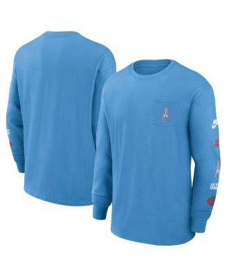 Nike - Men's Light Blue Houston Oilers Rewind Heavy Max90 Pocket Long Sleeve T-Shirt
