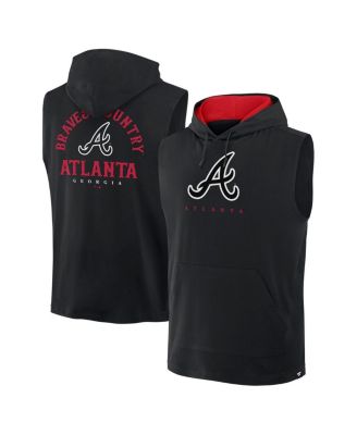 Fanatics - Men's Black Atlanta Braves Fire Speed Sleeveless Pullover Hoodie
