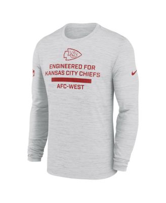 Men's Ash Kansas City Chiefs Sideline Velocity Performance Long Sleeve T-Shirt