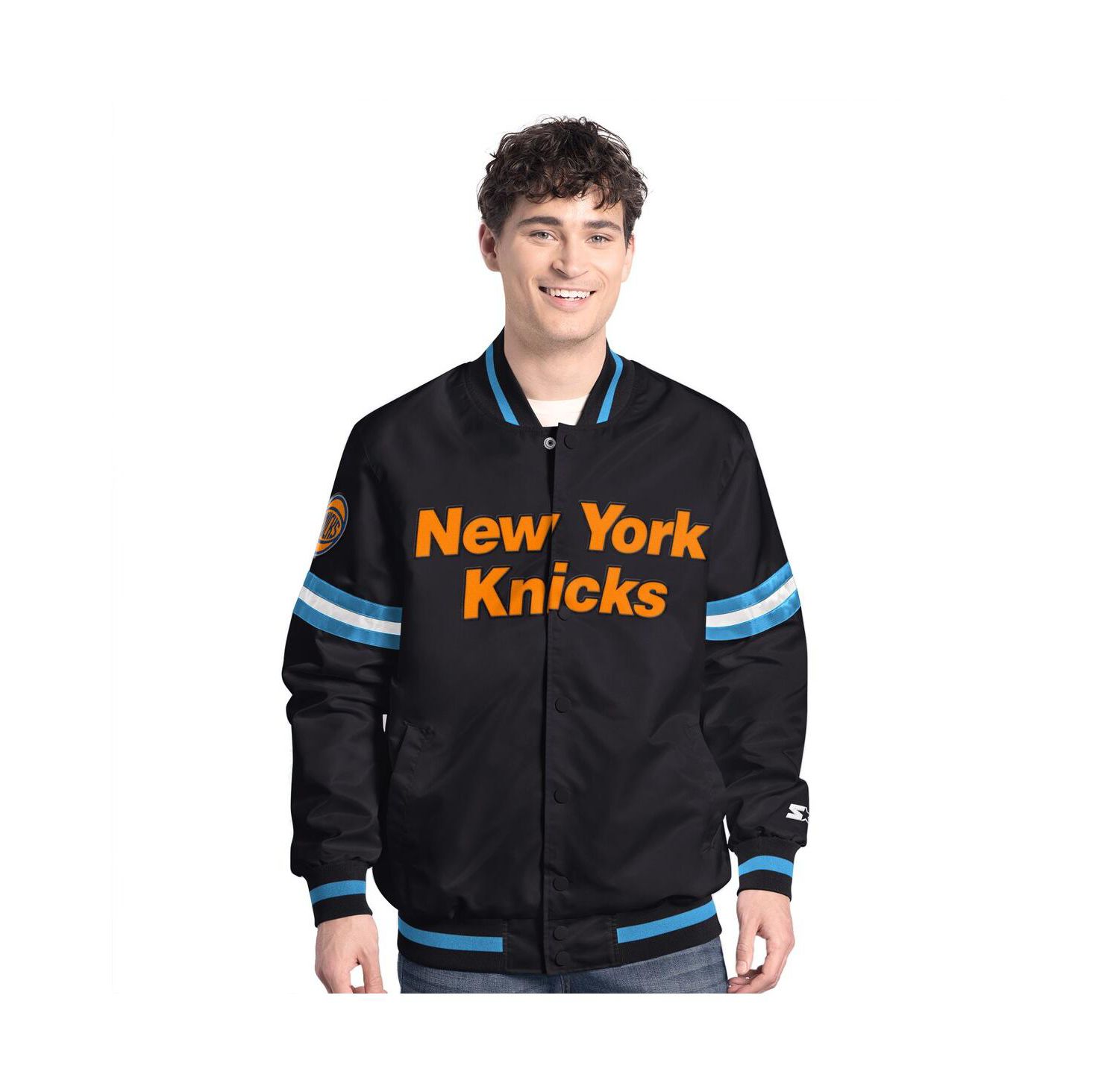 Men's Black New York Knicks Scout Varsity Full-Snap Jacket