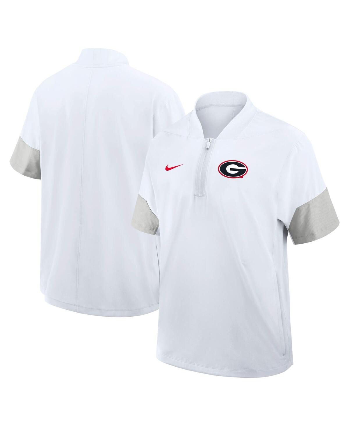 Men's White Georgia Bulldogs 2025 Sideline Short Sleeve Quarter-Zip Coach Jacket - White