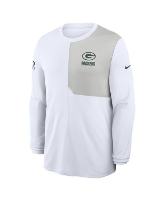 Men's White Green Bay Packers Sideline Coach UV Performance Long Sleeve T-Shirt