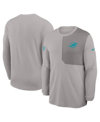 Nike - Men's Gray Miami Dolphins Sideline Coach UV Performance Long Sleeve T-Shirt