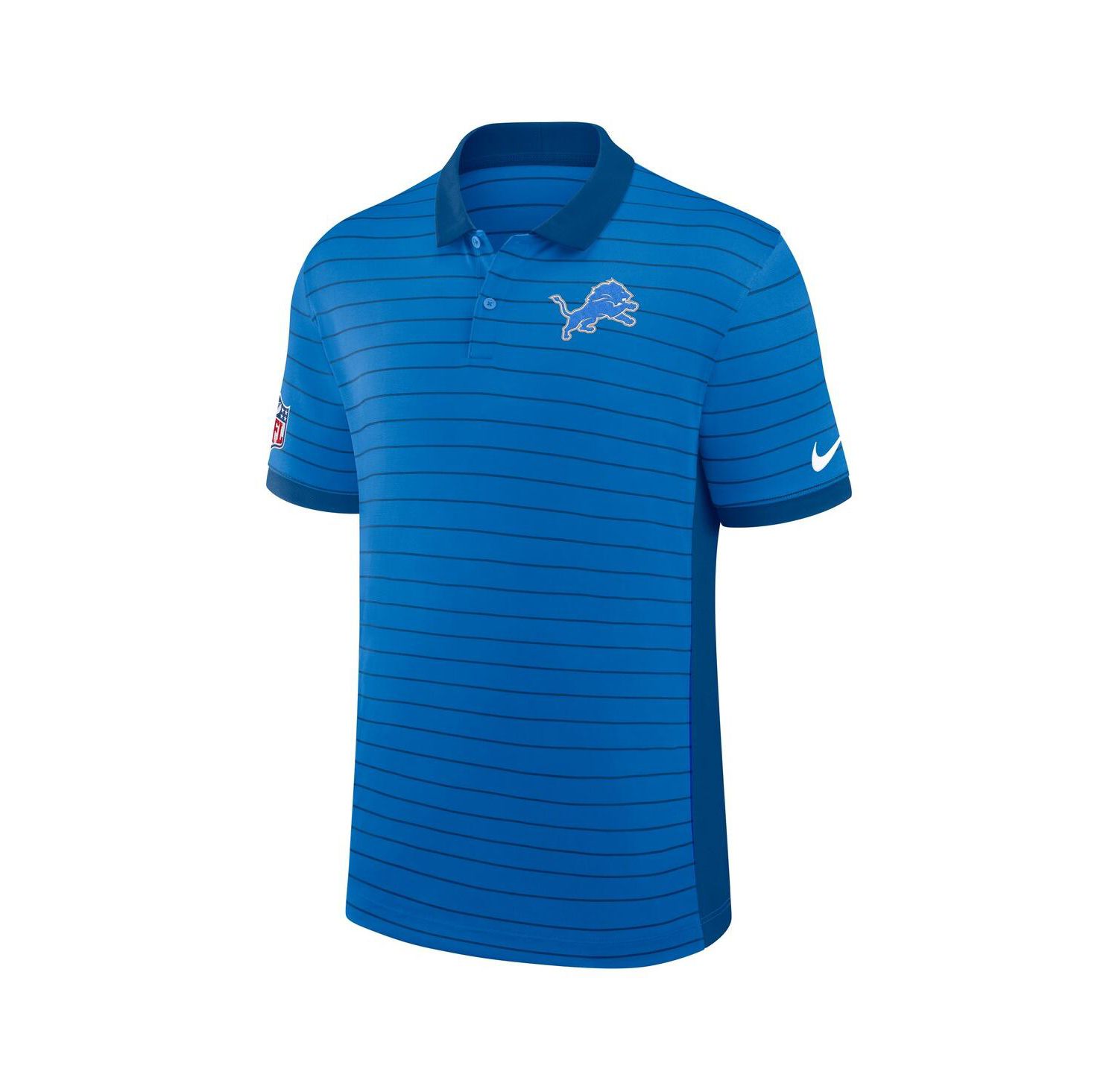 Men's Blue Detroit Lions Sideline Victory Stripe Performance Polo Shirt