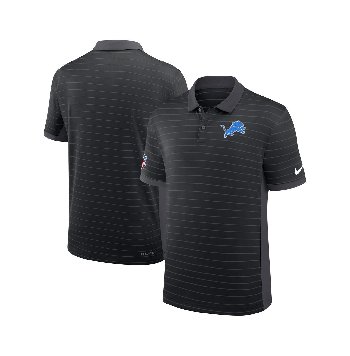 Мужское поло Nike Black Detroit Lions Sideline Victory Stripe Performance Polo Shirt — фото 1
