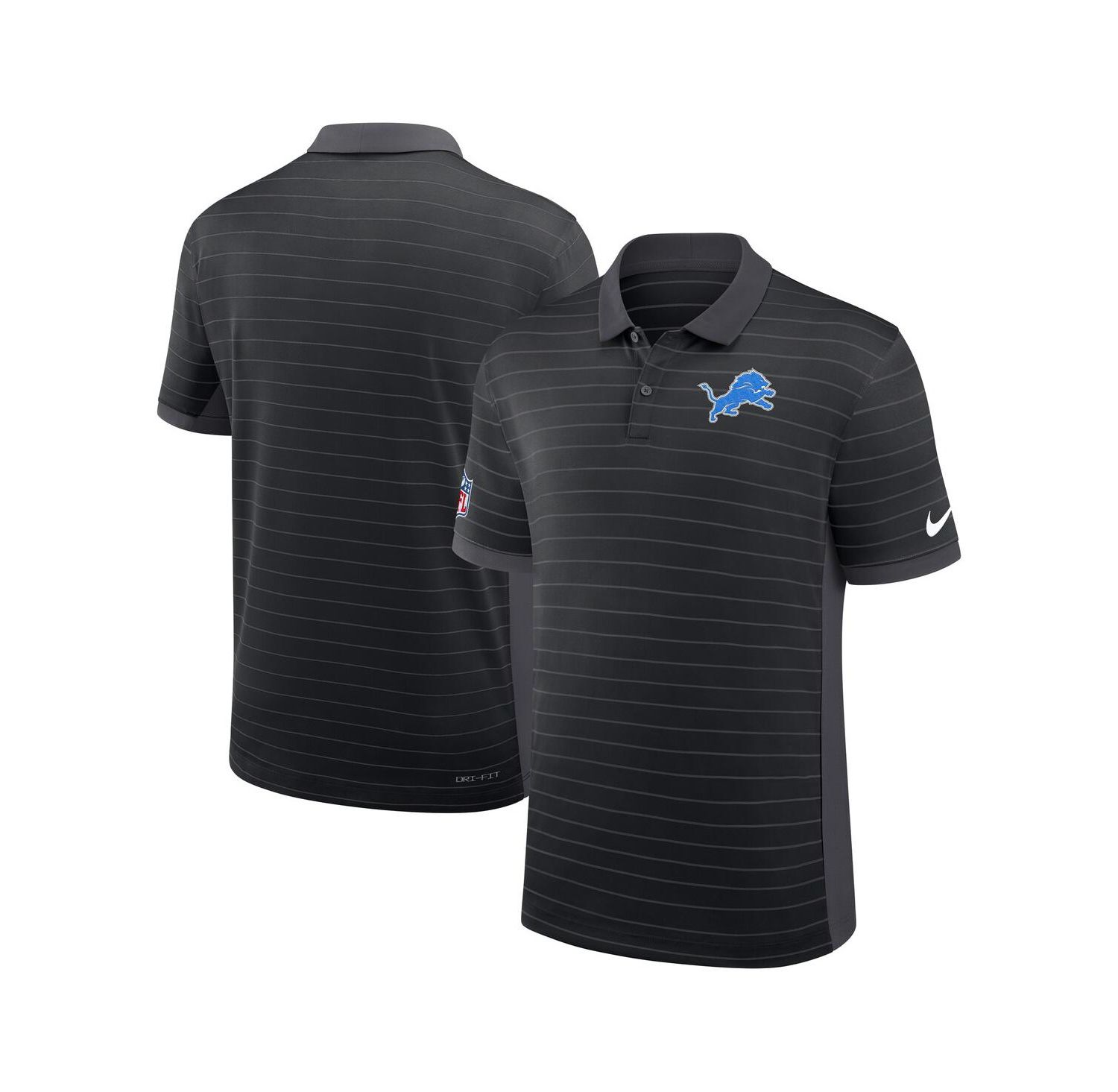 Men's Black Detroit Lions Sideline Victory Stripe Performance Polo Shirt