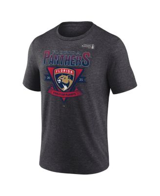 Men's Heather Charcoal Florida Panthers 2025 Stanley Cup Playoffs Crossbar Tri-Blend T-Shirt