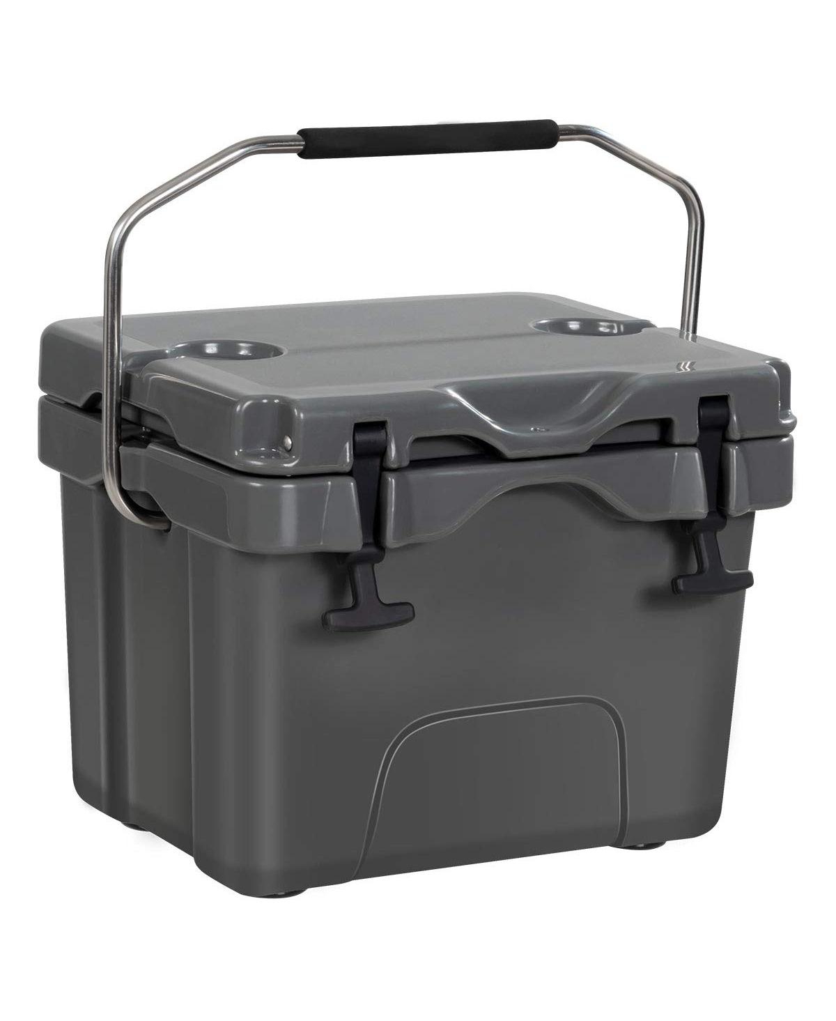16 Quart 24-Can Capacity Portable Insulated Ice Cooler with 2 Cup Holders - Blue
