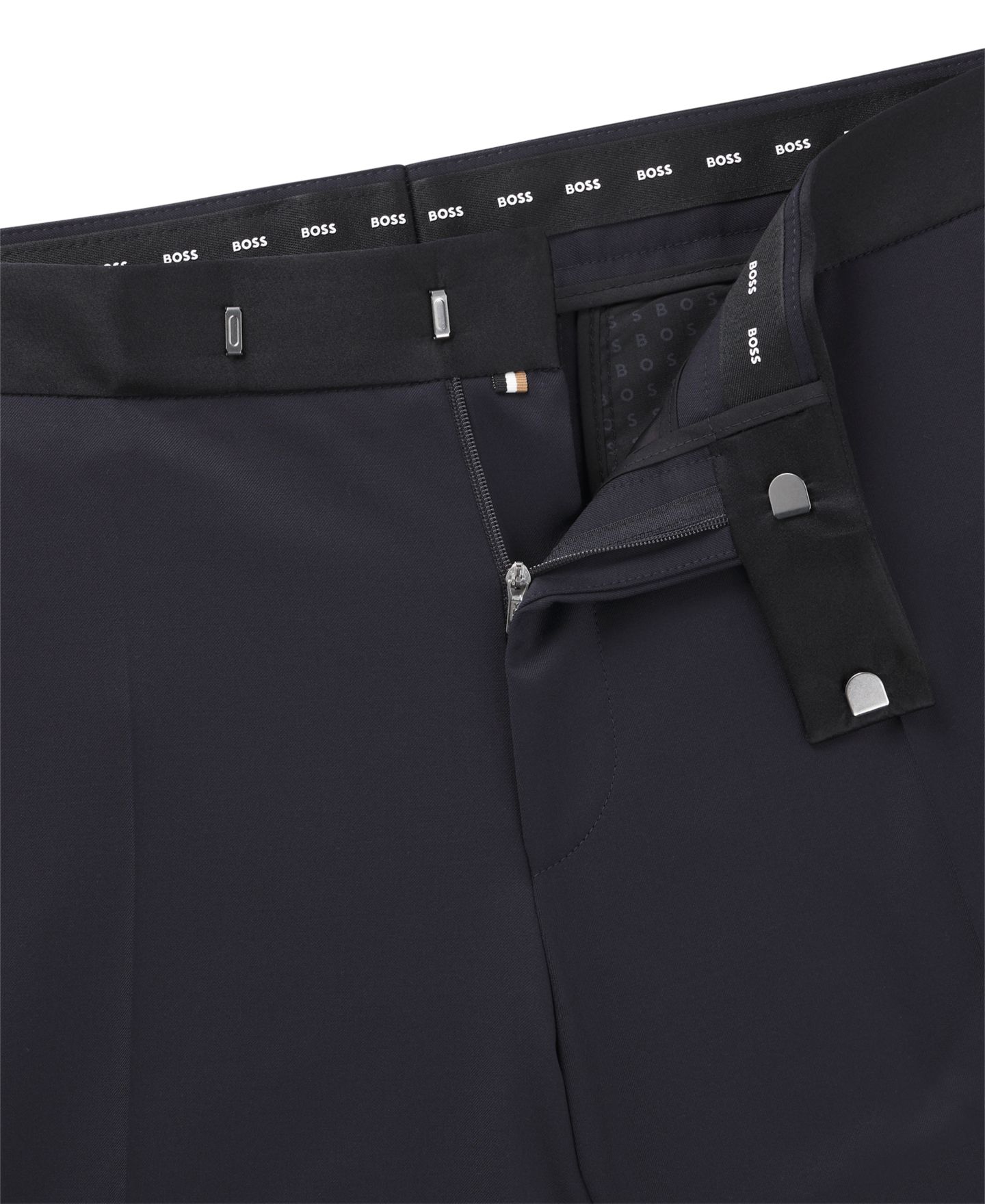 Мужские брюки Hugo Boss Slim-Fit Tuxedo Trousers, цвет: Тёмный синий — фото 4
