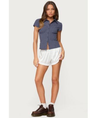 Women's Polka Dot Tailored Button Up Shirt