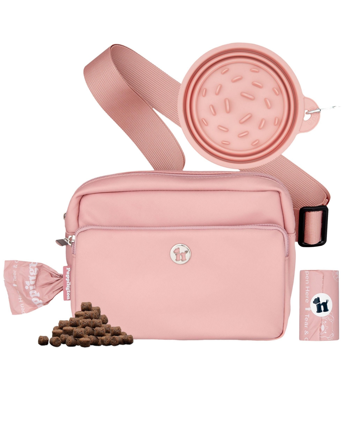 3-in-1 Dog Walk Bag & Travel Bowl with Matching Planet-Safe Dog poop Bags - Plum wine
