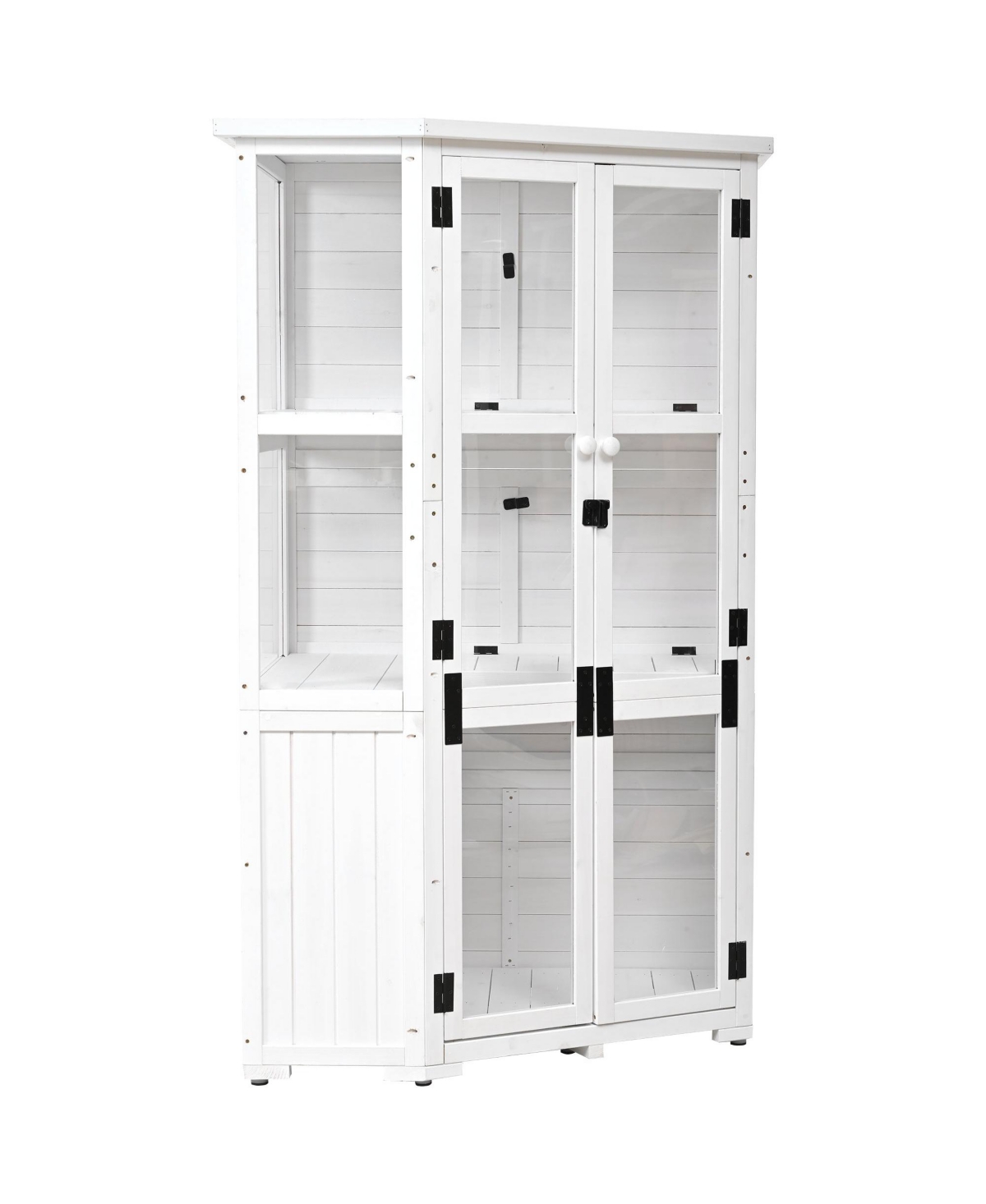 63&#x22;H Wood Storage Cabinet,Waterproof Greenhouse with Lockable Door - Grey