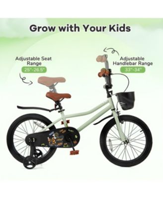 Slickblue Kids Bike with Training Wheels Adjustable Seat and Handlebar for Ages 4 to 7