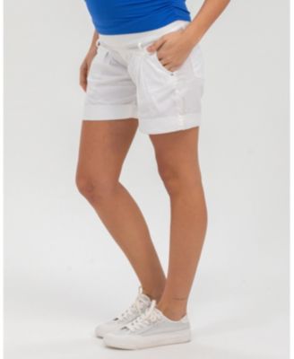 Maternity Linen-Blend Shorts with Stretch Waistband
