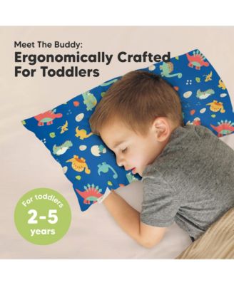 Buddy Toddler Pillow with Pillowcase, 10X18 Soft Cotton Toddler Pillows for Sleeping, Kids Pillow